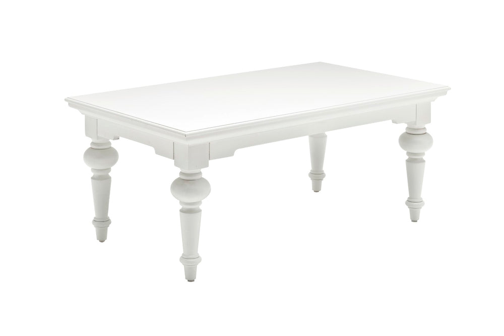 Provence Rectangular Coffee Table - Elegant Solid Mahogany, Classic White Semi-Gloss Finish, Chic Design