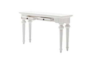 Provence Console Table in semi-gloss paint with a smooth top coat. Solid Mahogany, Composite wood