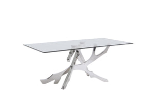 VIG Furniture Modrest Legend Modern Glass & Stainless Steel Dining Table VGVCT8111-STL