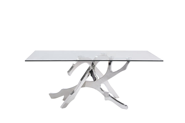 VIG Furniture Modrest Legend Modern Glass & Stainless Steel Dining Table VGVCT8111-STL
