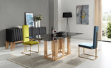 VIG Furniture Modrest Token Modern Smoked Grey Glass & Rosegold Dining Table VGVCT816