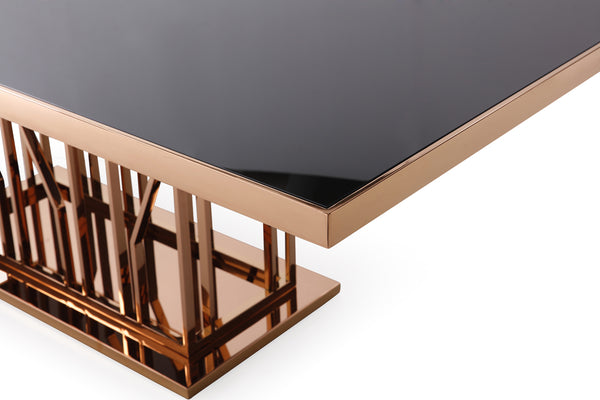 VIG Furniture Modrest Marston Modern Black Glass & Rosegold Dining Table VGVCT8919-G