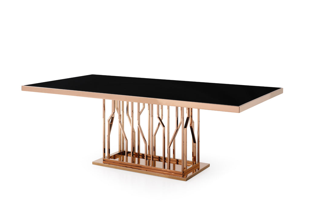 VIG Furniture Modrest Marston Modern Black Glass & Rosegold Dining Table VGVCT8919-G