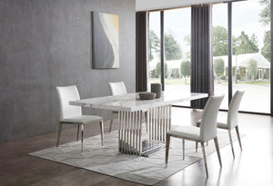 VIG Furniture Modrest Kingsley Modern Marble & Stainless Steel Dining Table VGVCT8933-STL