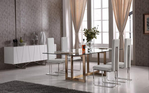 VIG Furniture Modrest Keaton Modern Glass & Brass Dining Table VGVCT8961-G