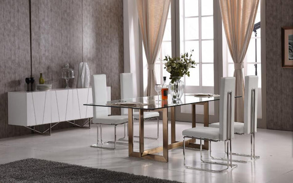 VIG Furniture Modrest Keaton Modern Glass & Brass Dining Table VGVCT8961-G