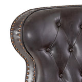 Walder Contemporary Tufted Recliner with Nailhead Trim, Brown and Dark Brown