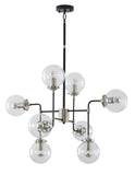 Bethel Polished Nickel & Black Chandelier in Steel & Glass