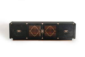 VIG Furniture A&X Talin Modern Black Crocodile & Rosegold TV Stand VGUNCK606-215