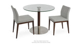 Tango Glass Dining Table Set: Tango Dining Table and Two Aria Wood Silver Wool