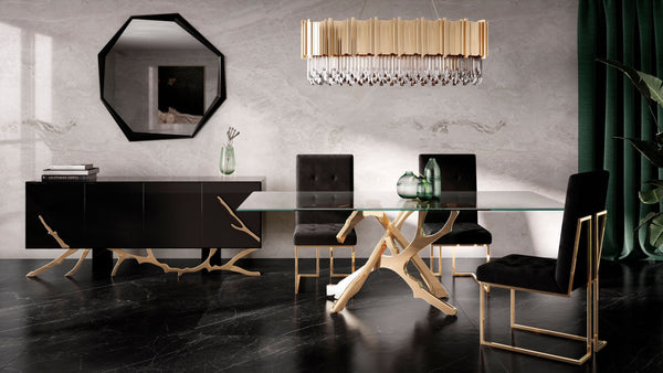 VIG Furniture Modrest Legend Modern Glass & Gold Dining Table VGVCT8111-GLD