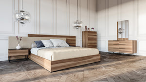 VIG Furniture Nova Domus Matteo Italian Modern Walnut & Fabric Bedroom Set VGACMATTEO-SET