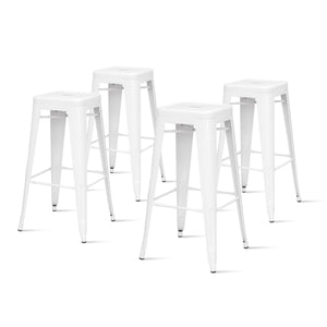 Metropolis Backless Bar Stool Set of 4 - Stylish Metal Design for Indoor and Outdoor Use