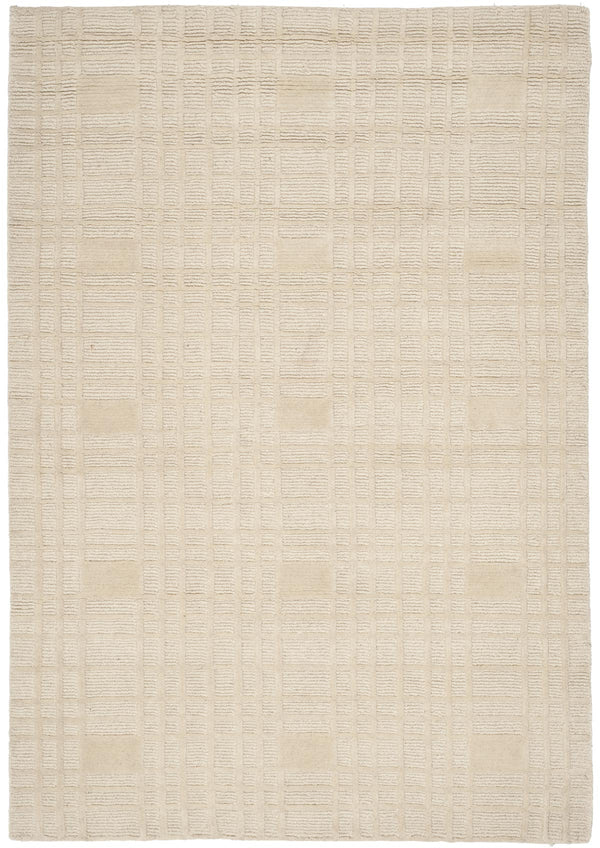 Tibetan Tb120  Hand Knotted Wool & Silk Pile Rug Ivory