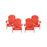 Malibu Outdoor Rustic Acacia Wood Folding Adirondack Chair (Set of 4), Red