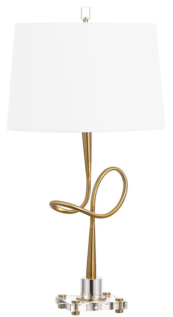 Safavieh Hensley Table Lamp 30.25" Gold Clear Off White Cotton Metal Crystal TBL4002A 889048257184