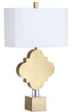 Safavieh Marina Table Lamp Trellis 31.5" Gold Off White Cotton Metal Crystal TBL4005A 889048257306