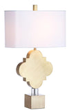 Safavieh Marina Table Lamp Trellis 31.5" Gold Off White Cotton Metal Crystal TBL4005A 889048257306