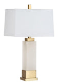 Safavieh Rozella Alabaster Table Lamp 29.5" White Gold Cotton Marble Metal TBL4006A 889048257313