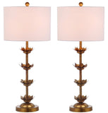 Safavieh Lani, 32 Inch, Antique Gold, Iron Table Lamp Set Of 2 W/ Usb Port ​ -Set Of 2 Antiqued Gold /White Linen Shade Metal TBL4016A-SET2-U