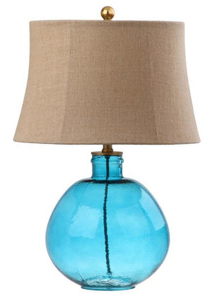 Safavieh Rasby Table Lamp Glass 27" Blue Brown Brass Linen TBL4044B 889048396487