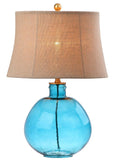 Safavieh Rasby Table Lamp Glass 27" Blue Brown Brass Linen TBL4044B 889048396487