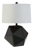 Brycin Table Lamp Black Off White Silver Cotton Metal - Set of 2