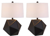 Safavieh - Set of 2 - Brycin Table Lamp Black Off White Silver Cotton Metal TBL4059A-SET2 889048407756