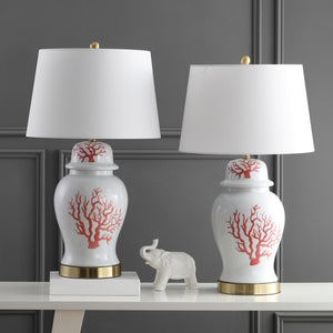 Safavieh - Set of 2 - Emory Table Lamp in Red White TBL4156A-SET2