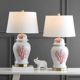 Safavieh - Set of 2 - Emory Table Lamp in Red White TBL4156A-SET2