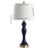 Safavieh Cayson, 28 Inch, Navy, Glass/Iron Table Lamp W/ Usb Port​ Navy/Gold Glass TBL4203A-U