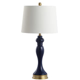 Safavieh Cayson, 28 Inch, Navy, Glass/Iron Table Lamp W/ Usb Port​ Navy/Gold Glass TBL4203A-U