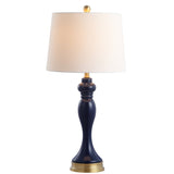 Cayson, 28 Inch, Navy, Glass/Iron Table Lamp W/ Usb Port