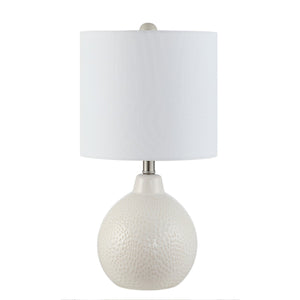 Memphis Ivory Ceramic Table Lamp with White Cotton Shade – Contemporary Artistry for Any Space