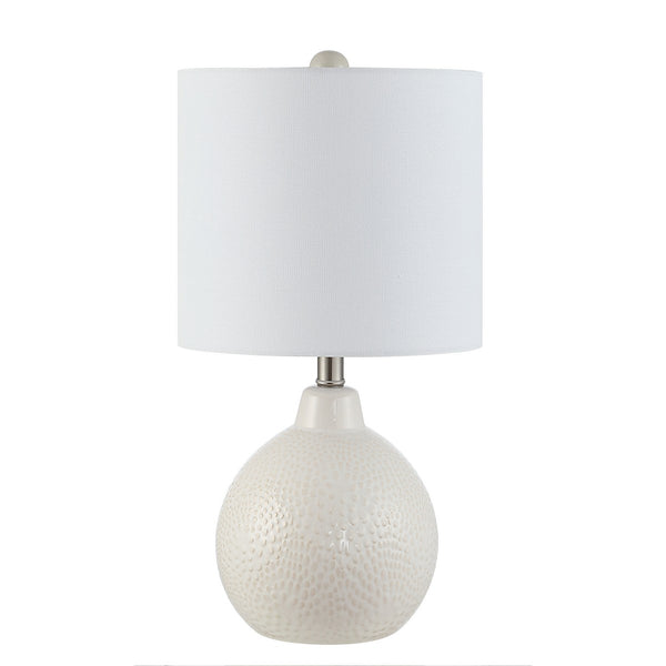 Memphis Ivory Ceramic Table Lamp with White Cotton Shade – Contemporary Artistry for Any Space