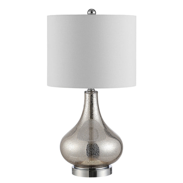 Brooks Glass Table Lamp - Elegant Designer Lighting with Contemporary Curves and White Shade