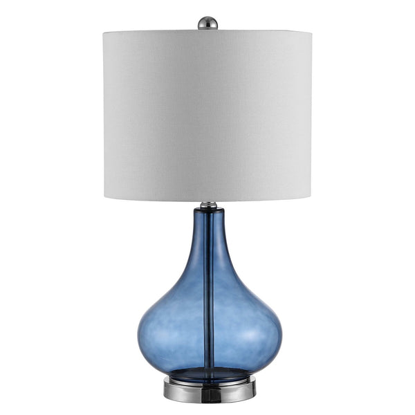 Brooks Glass Table Lamp - Elegant Designer Lighting with Contemporary Curves and White Shade