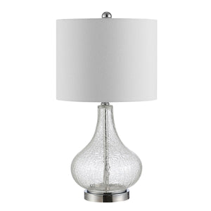 Brooks Glass Table Lamp - Elegant Designer Lighting with Contemporary Curves and White Shade
