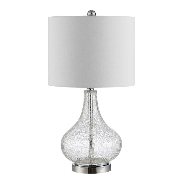 Brooks Glass Table Lamp - Elegant Designer Lighting with Contemporary Curves and White Shade