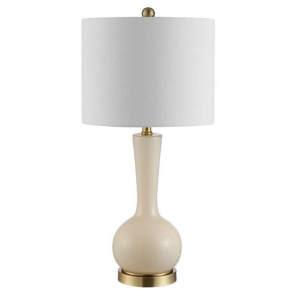 Gaetna Glass Table Lamp - Elegant Modern Design with Gold Base and White Drum Shade for Any Decor