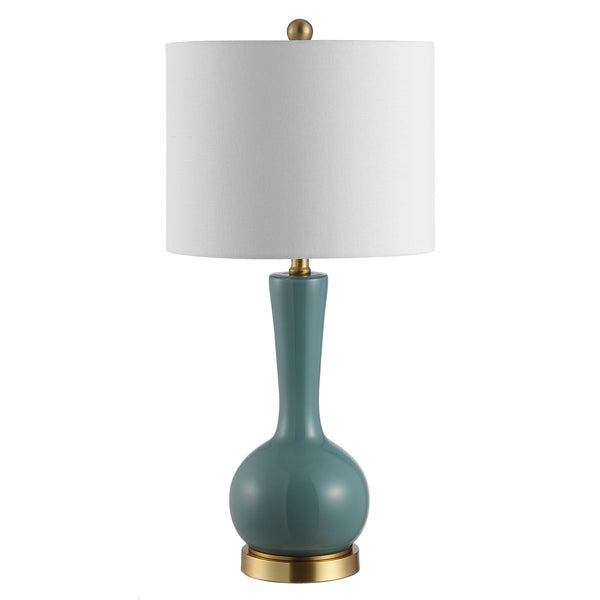 Gaetna Glass Table Lamp - Elegant Modern Design with Gold Base and White Drum Shade for Any Decor