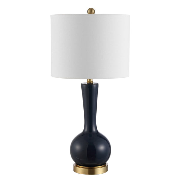 Gaetna Glass Table Lamp - Elegant Modern Design with Gold Base and White Drum Shade for Any Decor