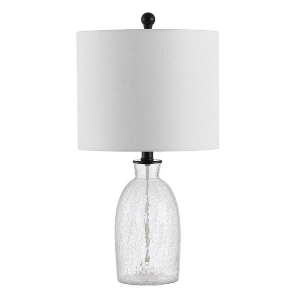 Nakula Clear Glass Table Lamp with White Cotton Shade - Stylish Minimalist Lighting for Any Space
