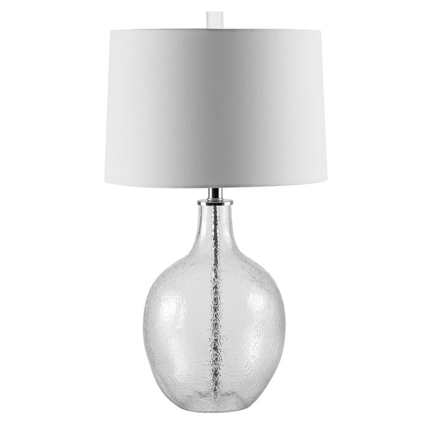 Nadine Elegant Glass Table Lamp with Modern Metal Hardware and Contemporary Drum Shade Design