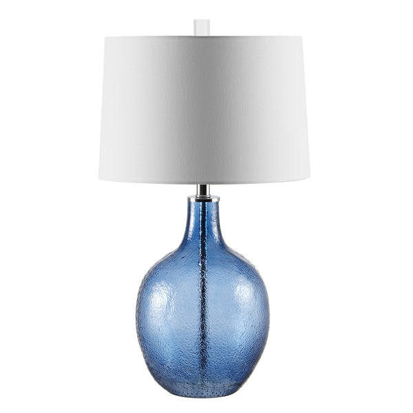Nadine Elegant Glass Table Lamp with Modern Metal Hardware and Contemporary Drum Shade Design