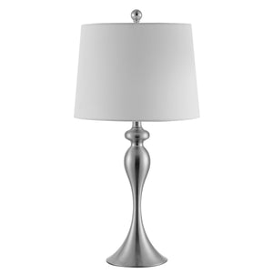 Bayan Table Lamp - Elegant Victorian Design in Sleek Nickel Finish with Chic White Cotton Shade