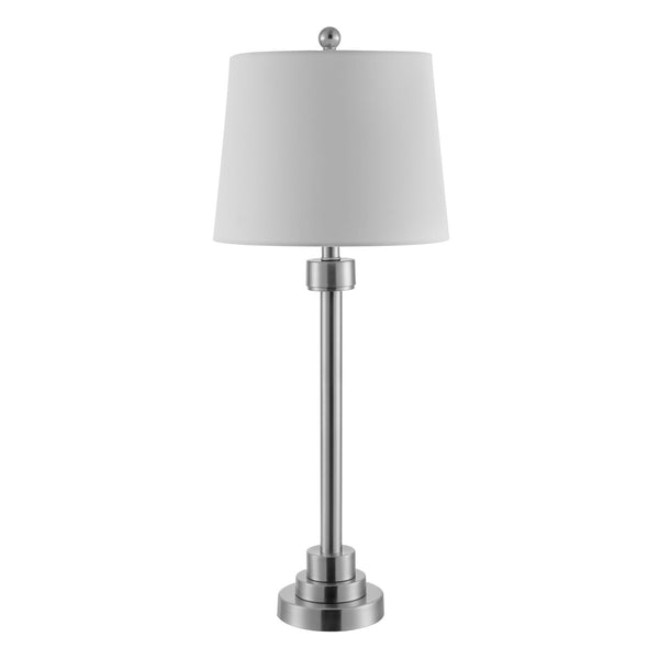 Baxter Iron Table Lamp - Sleek Nickel Finish with Contemporary White Shade for Modern Elegance