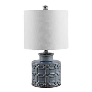 Bijou Ceramic Table Lamp - Unique Blue & White Design with Celtic Knot and Lucky Coin Motif