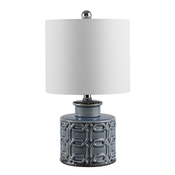 Bijou Ceramic Table Lamp - Unique Blue & White Design with Celtic Knot and Lucky Coin Motif