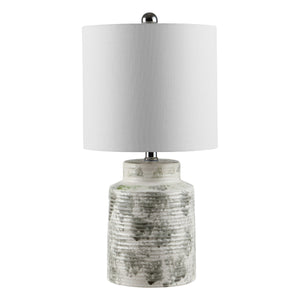 Branko Ceramic Table Lamp - Modern Elegance with Grey Texture & White Cotton Shade for Any Room
